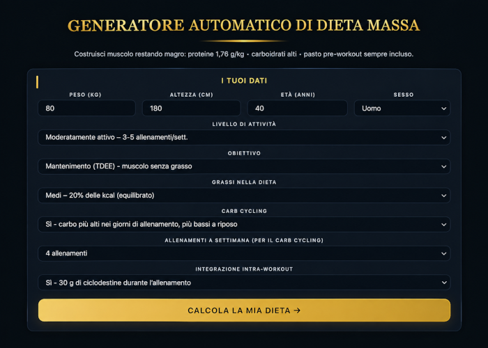 Generatore Automatico Dieta Massa – Edoardo Baldini